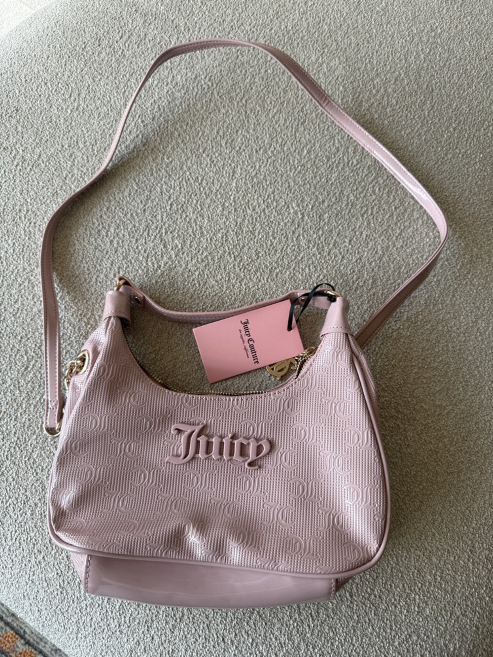 Juicy Couture Pale Pink Embossed Logo Shoulder Bag